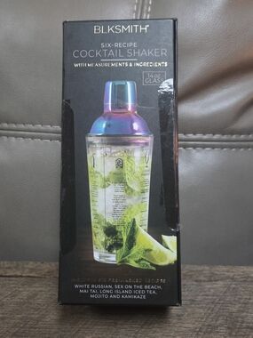 NIB * Sealed Box* BLKSMITH Six-Recipe Cocktail Shaker ~ B1A